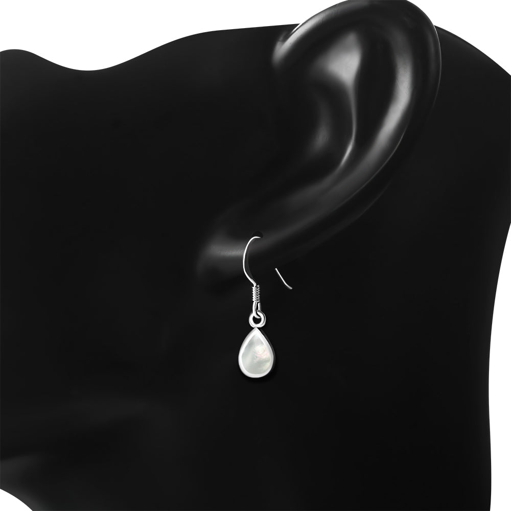 Mother of Pearl Drop Silver Earrings