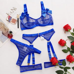 5-Pieces Lace Bowknot Transparent Underwear Ellolace