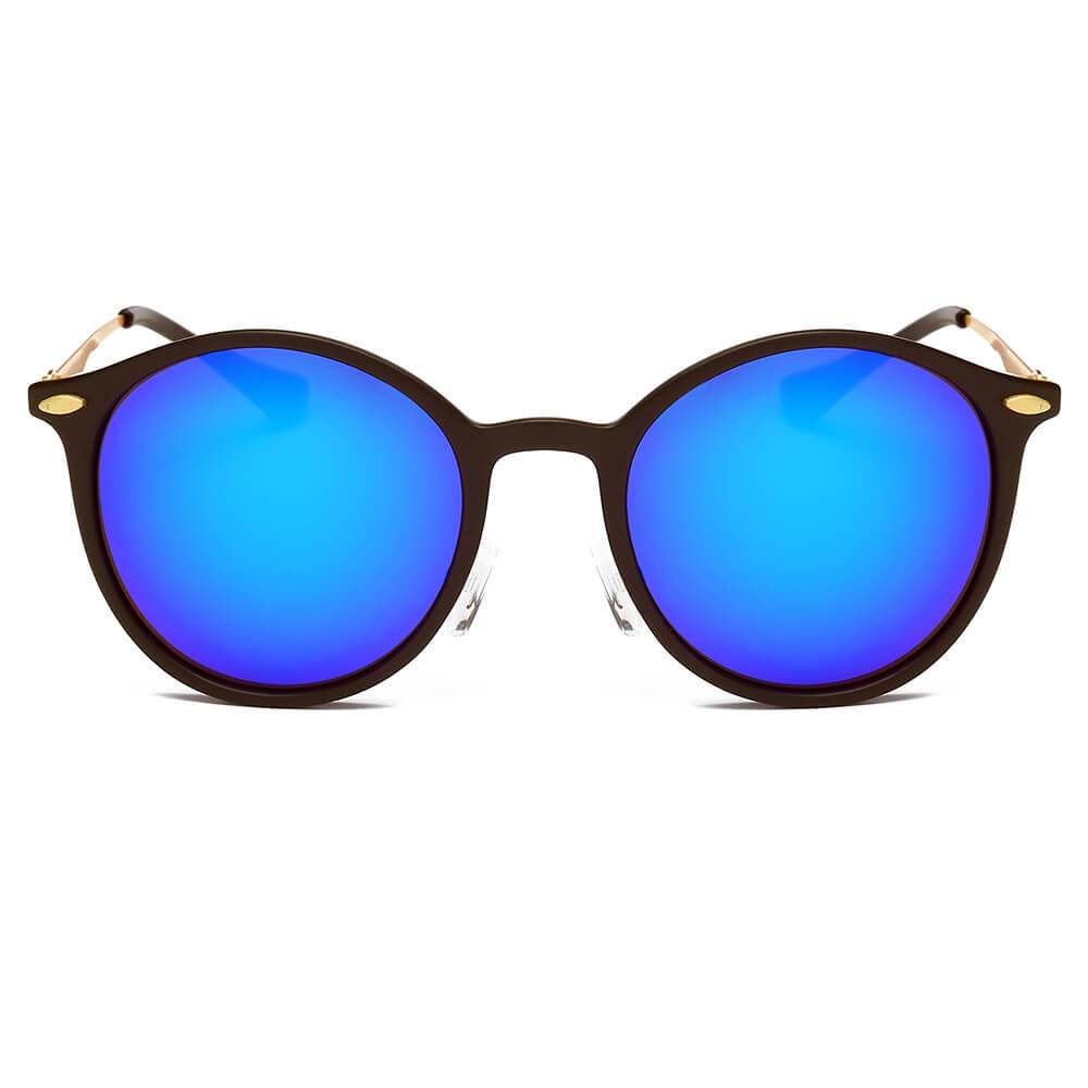 DEWITT | Retro Horn Rimmed Keyhole Bridge Round Sunglasses Circle