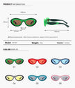 Alba - Oval Retro Round Tinted Fashion Cat Eye Sunglasses