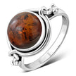 Ethnic Baltic Amber Sterling Silver Ring