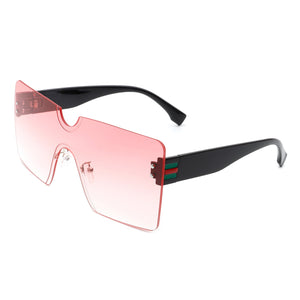 Yellowyx - Square Rimless Oversize Flat Top Retro Frameless Sunglasses