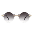 Crescent - Circle Retro Round Rimless Fashion Tinted Vintage Sunglasses