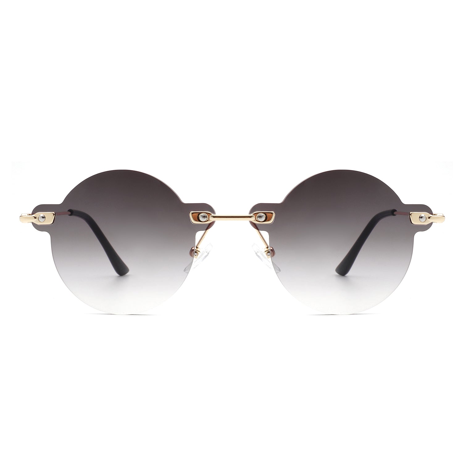 Crescent - Circle Retro Round Rimless Fashion Tinted Vintage Sunglasses