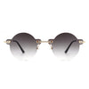 Crescent - Circle Retro Round Rimless Fashion Tinted Vintage Sunglasses