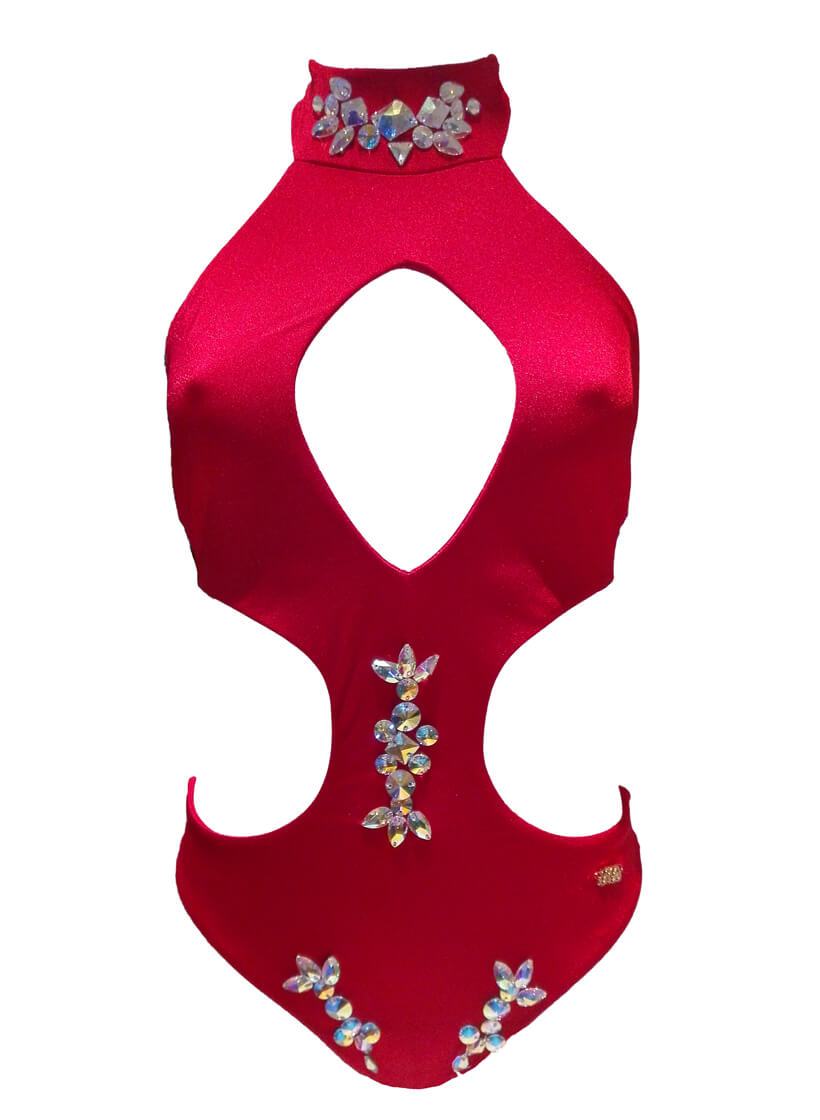 Malibu Rhinestone One Piece - Red