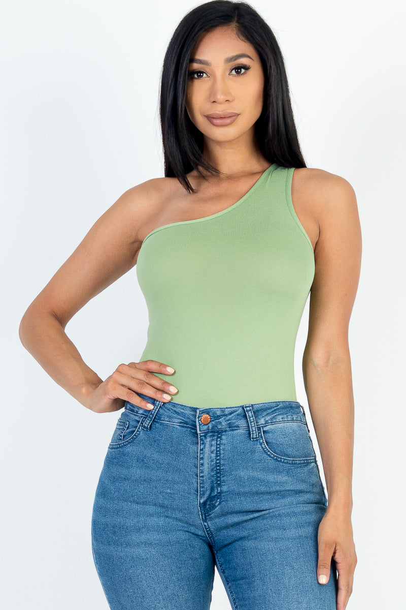 One Shoulder Solid Casual Bodysuit (CAPELLA)