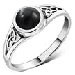 Bague en argent avec nœud de trinité en onyx noir