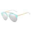 COROLLA | Half Frame Mirrored Lens Horned Rim Sunglasses Circle