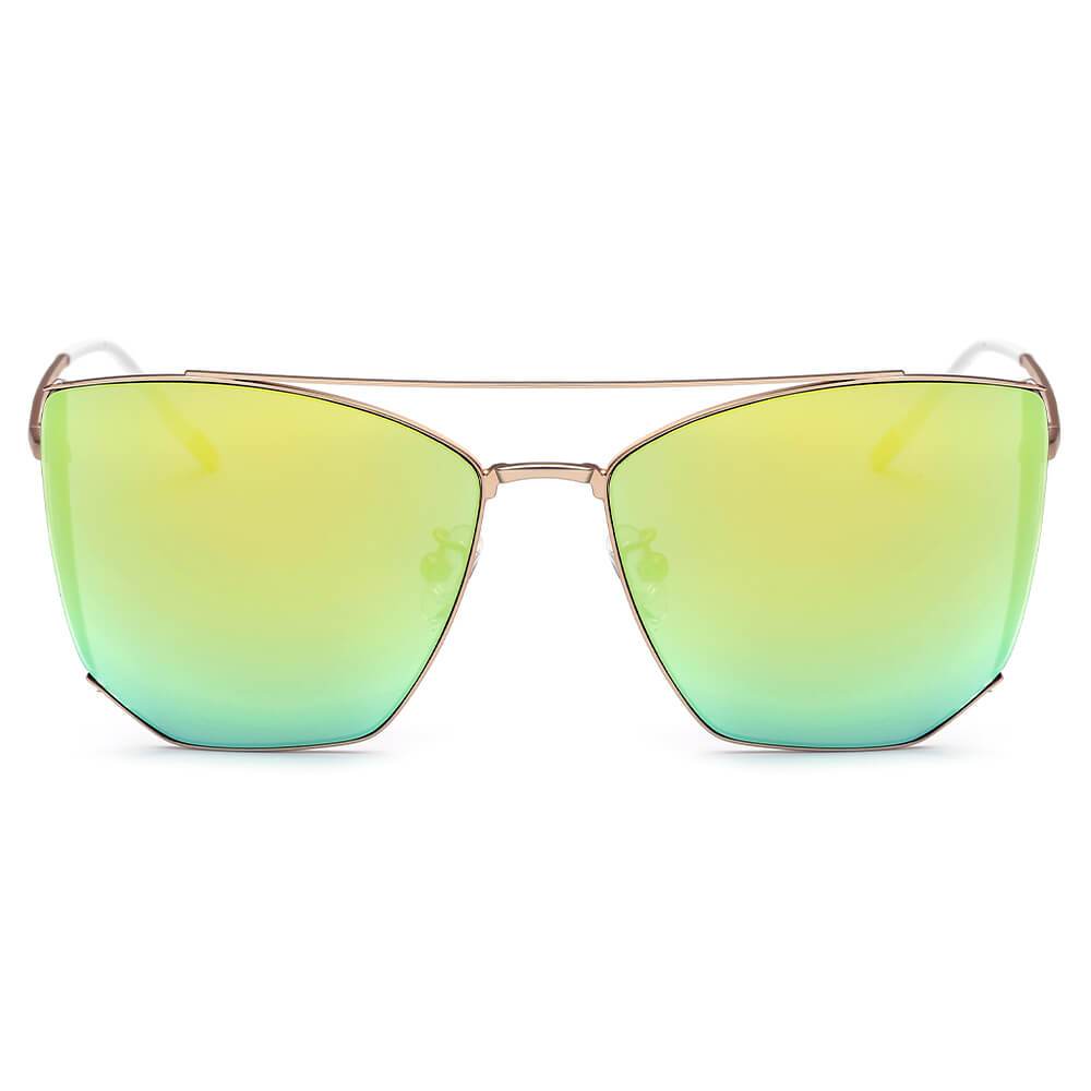 DORSET - Oversize Polygon Mirrored Lens Cat Eye Sunglasses