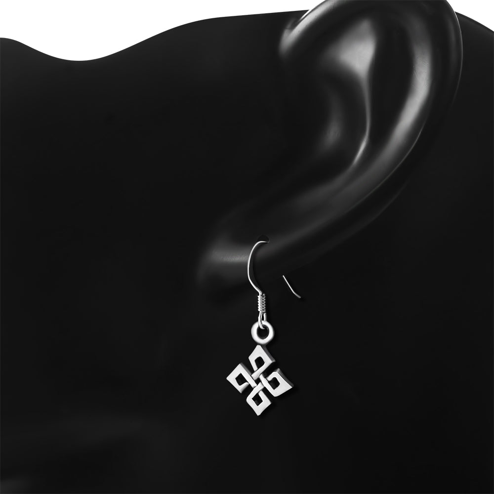 Plain Celtic Knot Dangle Silver Earrings