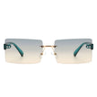 Jadesoul - Rectangle Retro Rimless Tinted Fashion Vintage Square Sunglasses