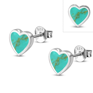 Boucles d'oreilles argent coeur turquoise