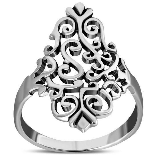 Bague longue en argent sterling de style victorien