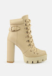 Willow Cushion Collared Lace-Up High Ankle Combat Boots