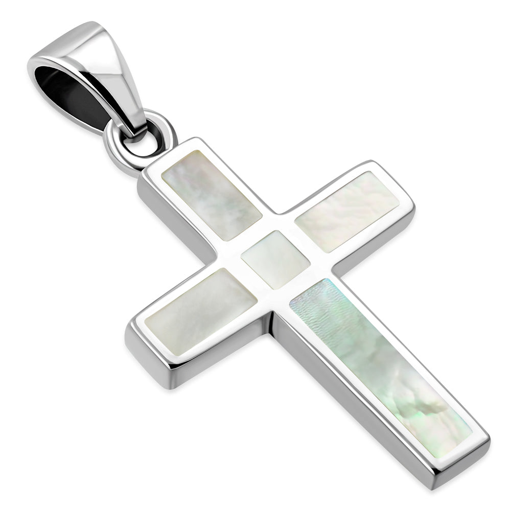 Pendentif en argent avec croix en nacre