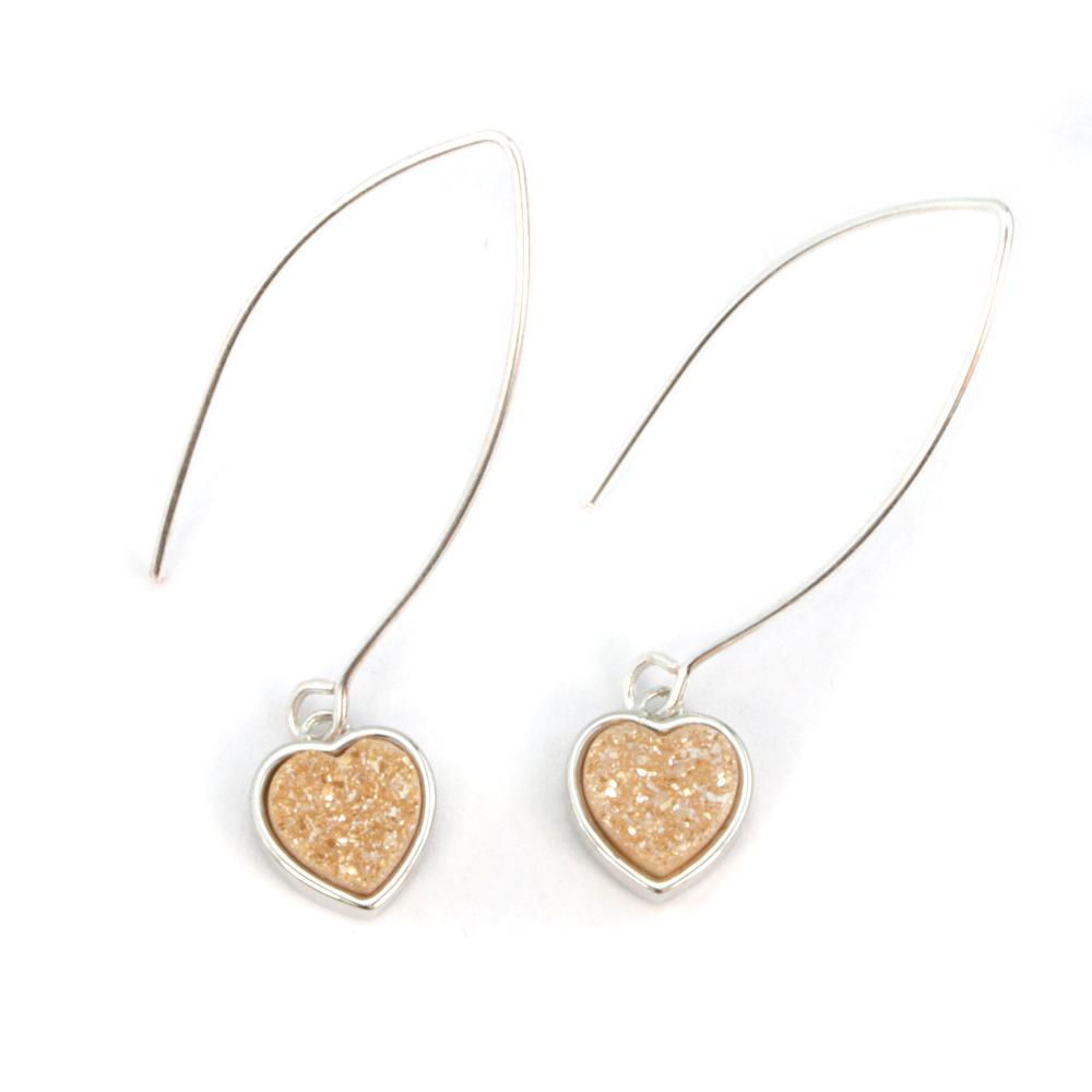 Heart Long Druzy Earrings