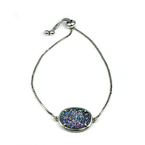 Ariana Large Druzy Bracelet in Silver