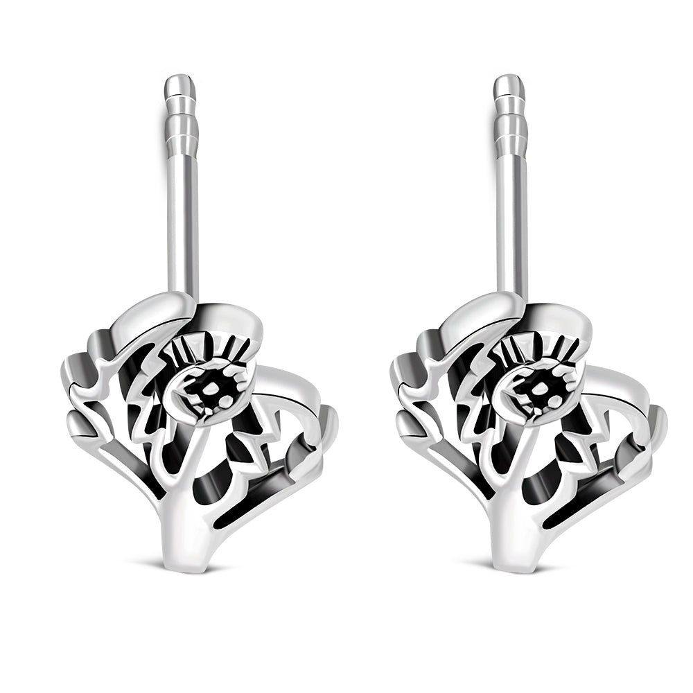 Boucles d'oreilles à tige en argent chardon