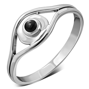 Evil Eye Sterling Silver Black Onyx Ring