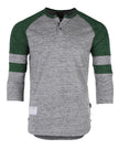 ZIMEGO Men's 3/4 Sleeve GREEN Baseball Football College Raglan Henley