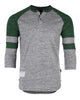 ZIMEGO Men's 3/4 Sleeve GREEN Baseball Football College Raglan Henley