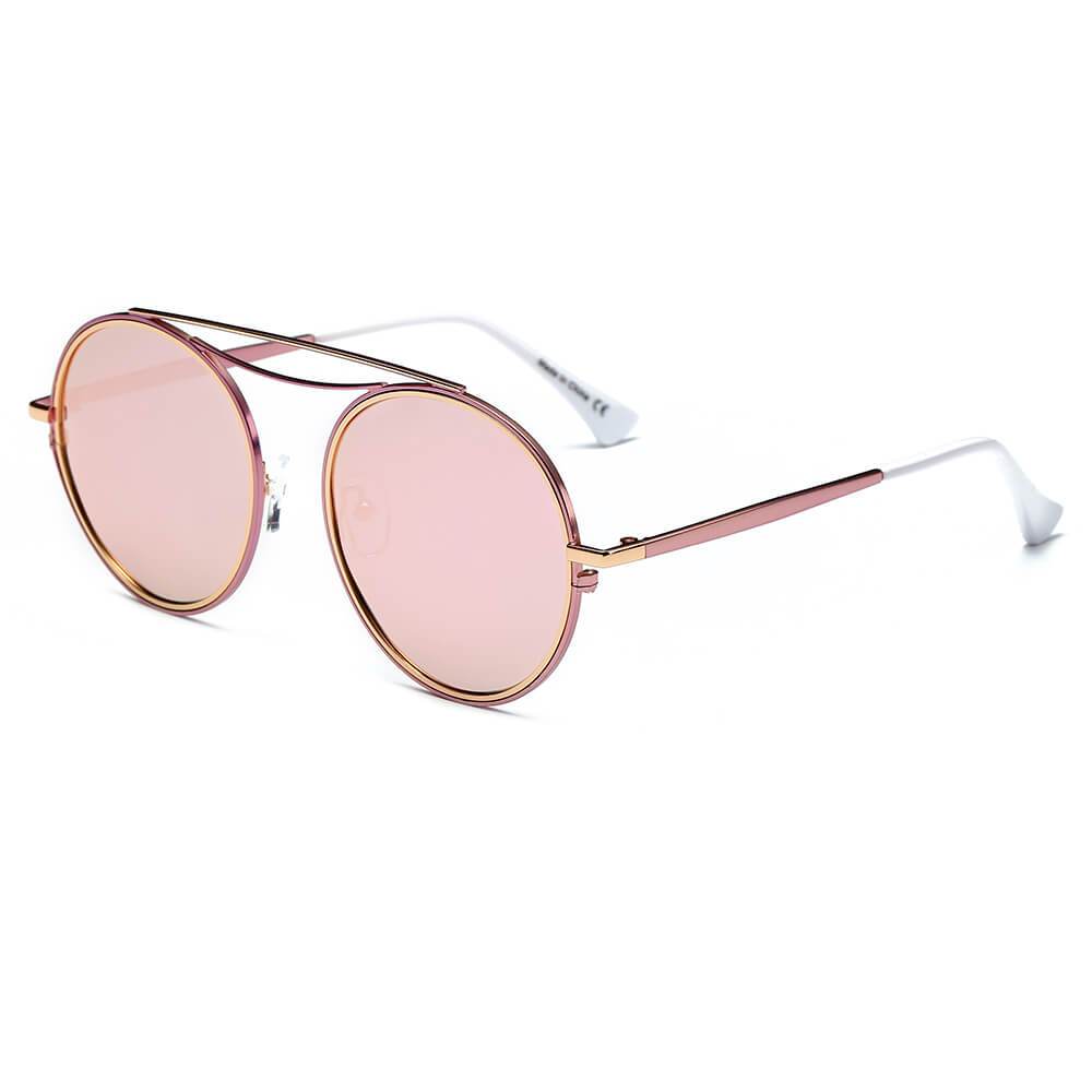 FAIRFAX | Polarized Circle Round Brow-Bar Fashion Sunglasses