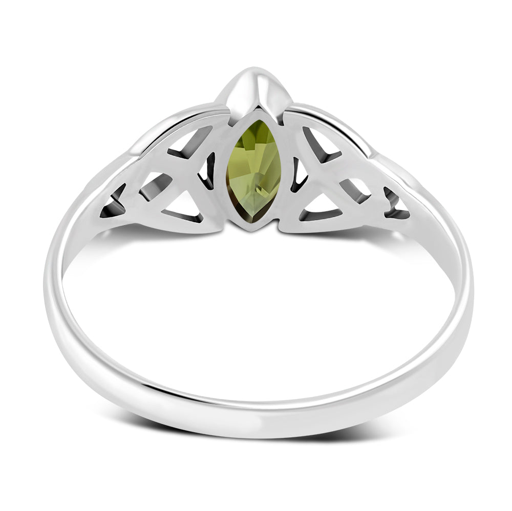 Silver Celtic Ring Set W/ Peridot Stone