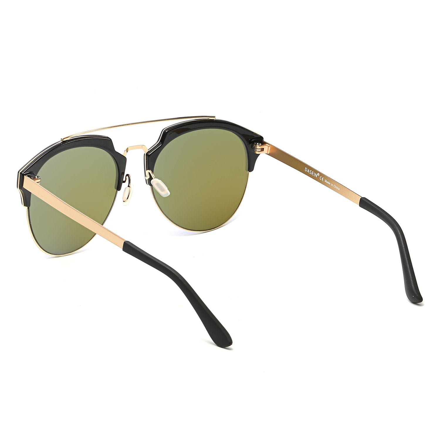 COROLLA | Half Frame Mirrored Lens Horned Rim Sunglasses Circle