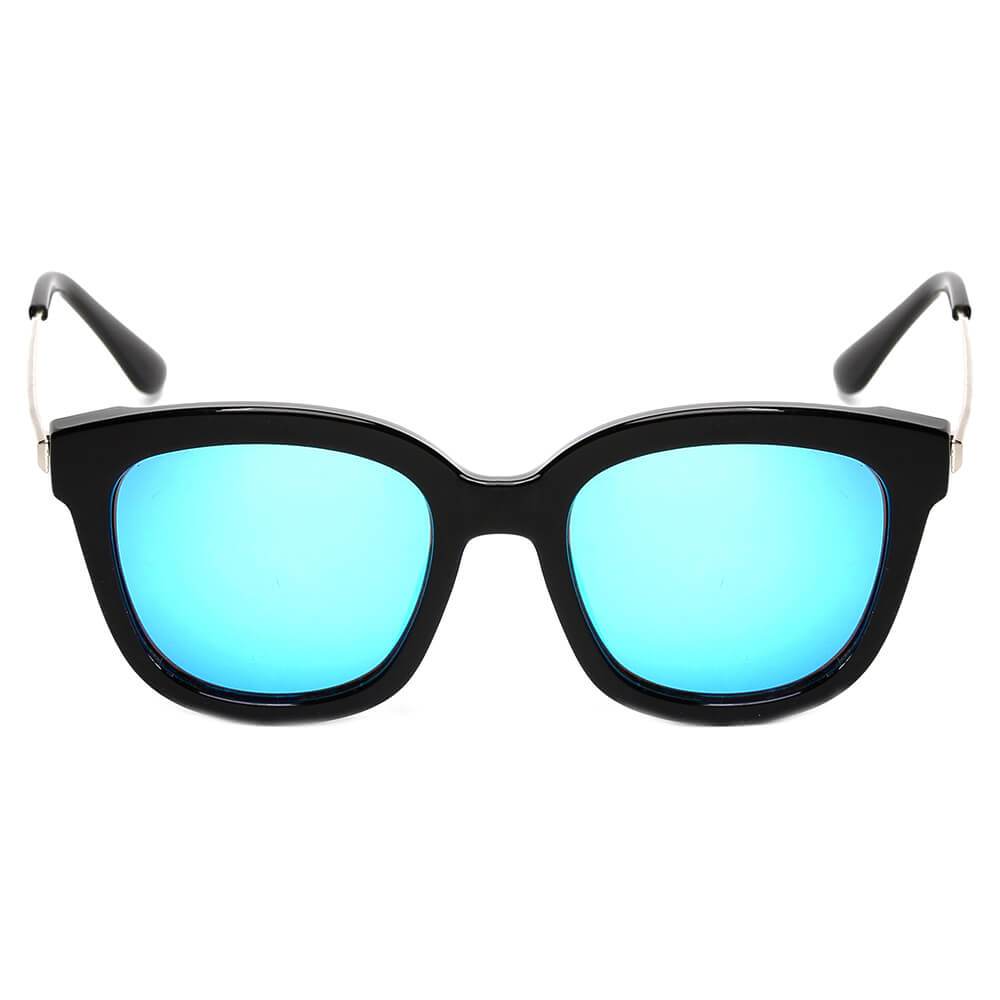 DEKALB | Women's Oversize Mirrored Lens Horned Rim Sunglasses