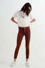 Pantalon super skinny taille haute en camel