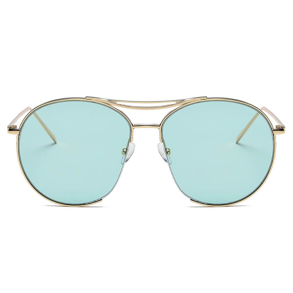 LOUDON | Oversize Tinted Lens Round Aviator Sunglasses