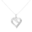 .925 Sterling Silver 1/10 Cttw Diamond Open Heart 18