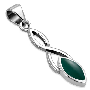 Pendentif en argent sterling avec nœud celtique en agate verte