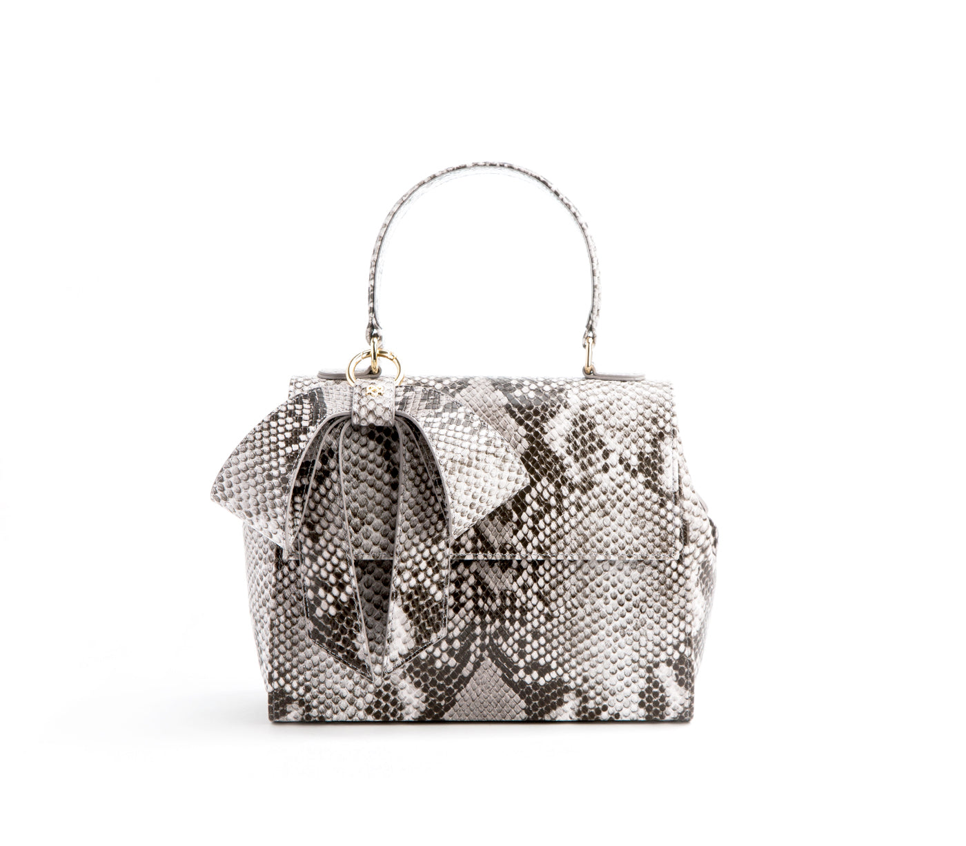 Cottontail - Black & White Snake Texture Vegan Leather Bag