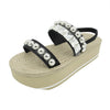 Crystal and Studs - Waterproof Espadrille Platform Wedge Sandal