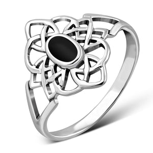 Black Onyx Celtic Knot Silver Ring