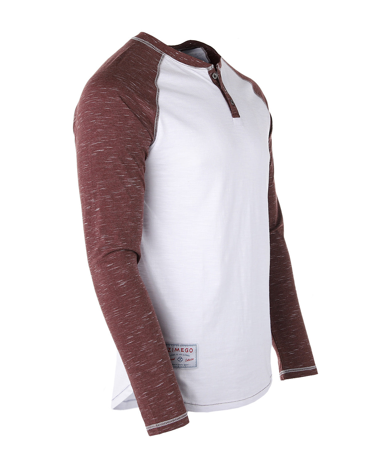 ZIMEGO Hommes Manches Longues Rayures Athlétiques Bras Contrasté Raglan Henley - ZGLS555