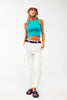 Cropped Knitted Tank Top in Turquoise