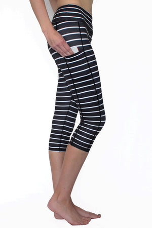 Black and White Stripe 2.0 - Pocket Capri