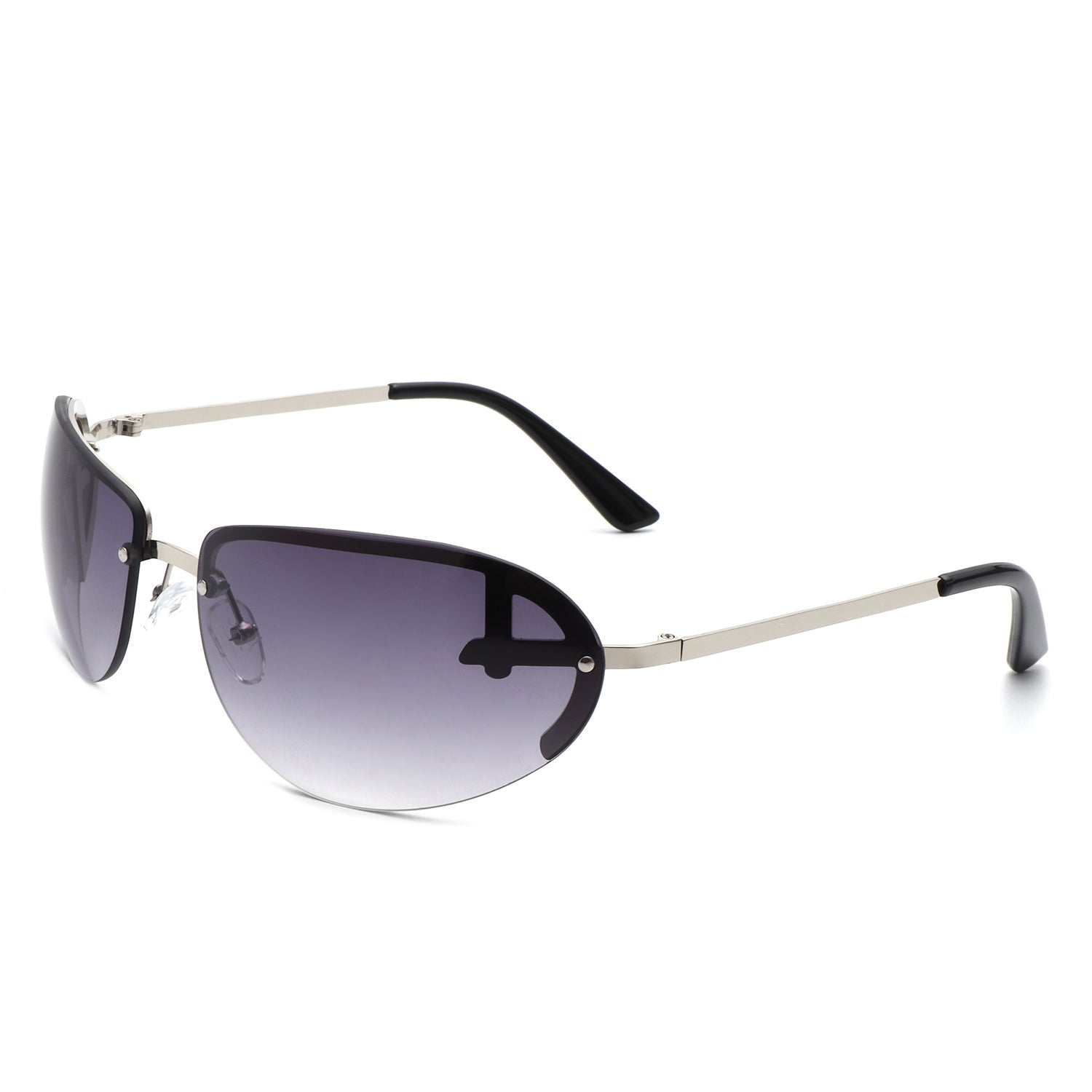 Oceandew - Retro Rimless Oval Tinted Fashion Round Sunglasses