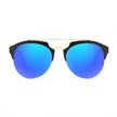 COROLLA | Half Frame Mirrored Lens Horned Rim Sunglasses Circle