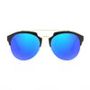 COROLLA | Half Frame Mirrored Lens Horned Rim Sunglasses Circle