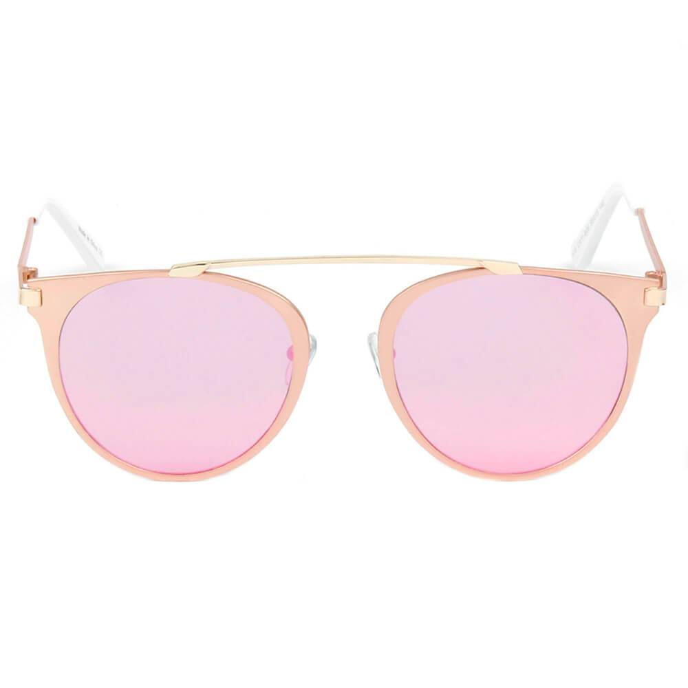 FRISCO | Modern Horn Rimmed Metal Frame Round Sunglasses