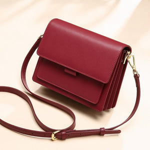 Small Genuine Leather Handbags Casual Shoulder Bag Square Shape