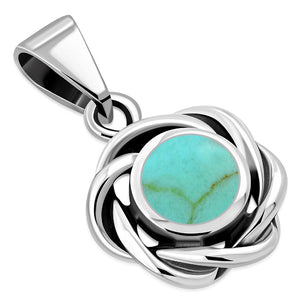 Braided Turquoise Silver Pendant