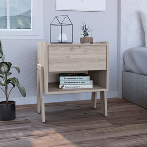 Nightstand Ferku, Open Shelf, One Drawer - Light Gray