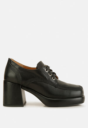 Zaila Leather Block Heel Oxfords