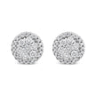 Bouton rond en grappe de style halo de diamants taille brillant en or blanc 14 carats 1,0 carat