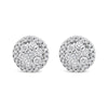 Bouton rond en grappe de style halo de diamants taille brillant en or blanc 14 carats 1,0 carat